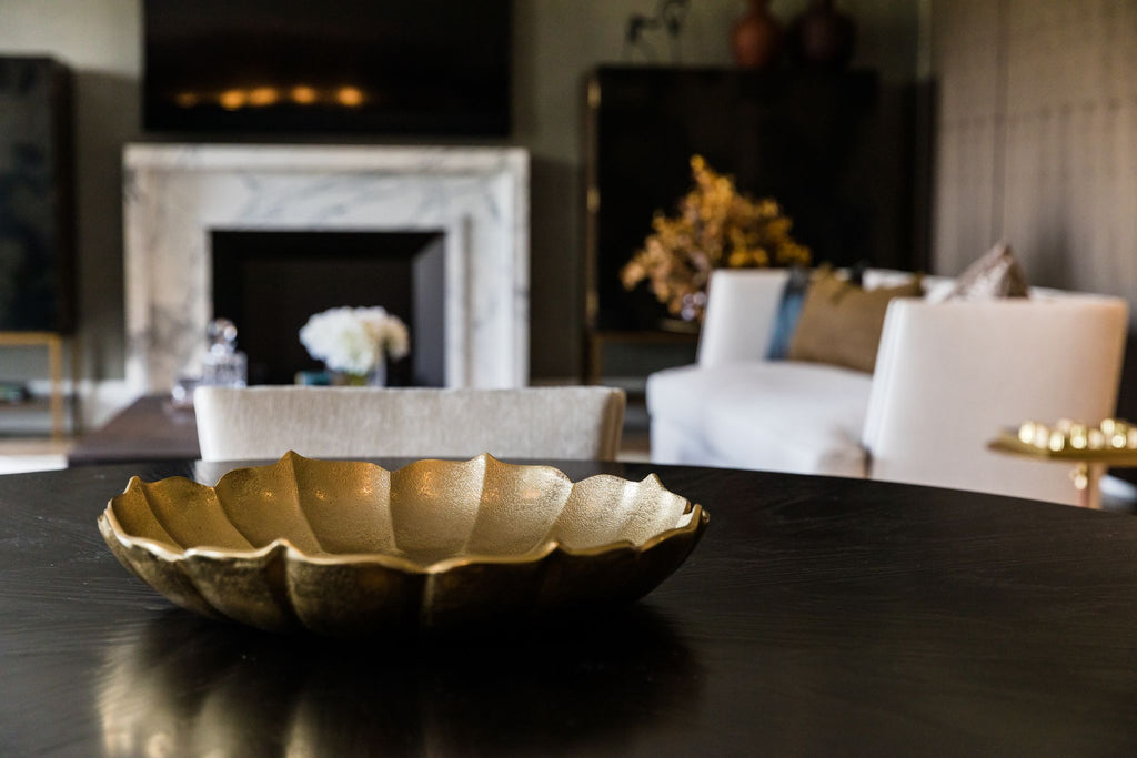 gold flower bowl in coffee table  luxury accessories