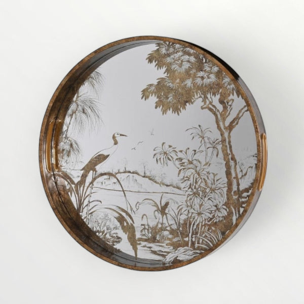 Crane Grasses Mirrored Tray