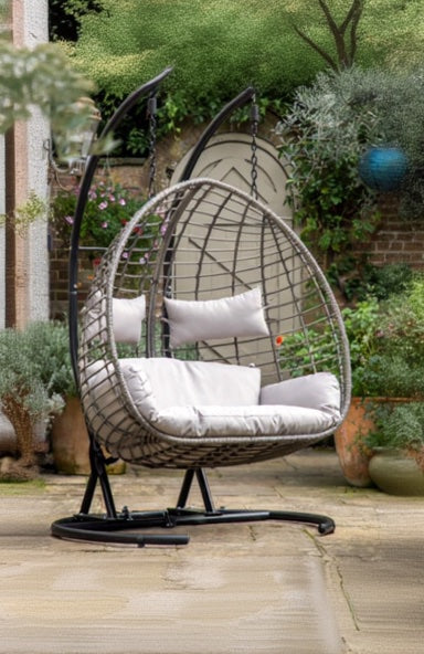 hanging chair grey cushions