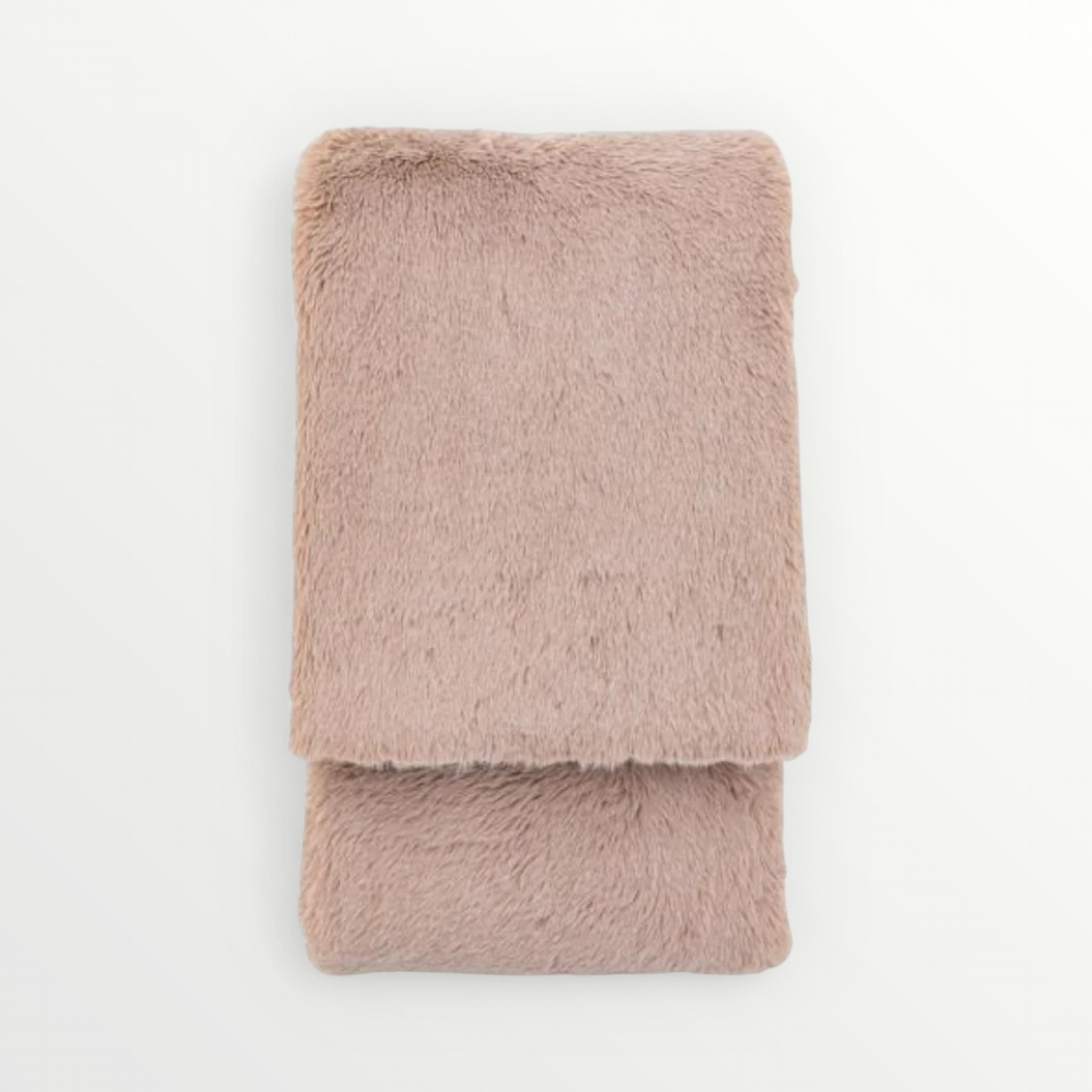 Luxurious Faux Fur Throw Blanket – Dusty Mauve Pink