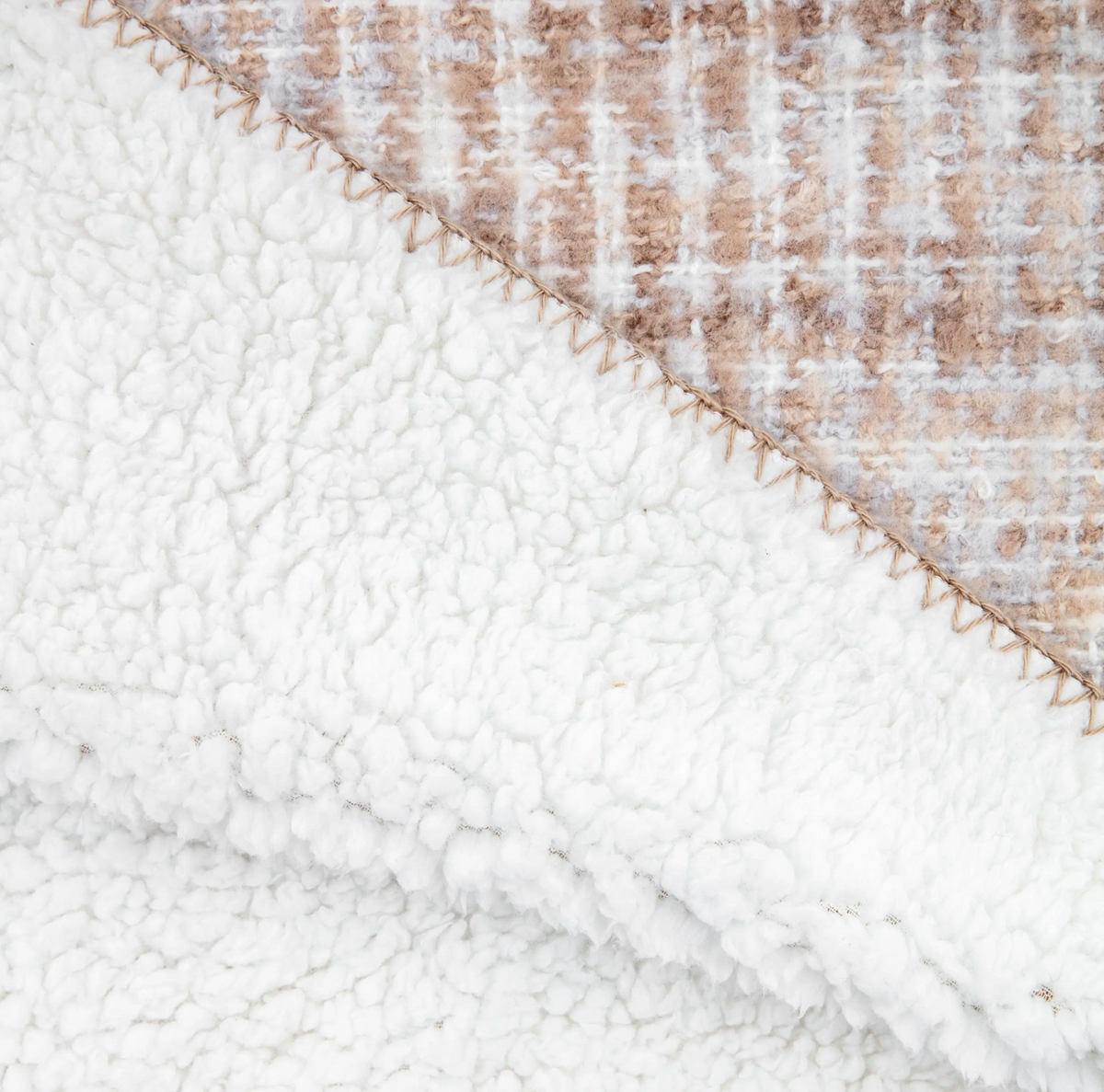 Faux Mohair Sherpa Throw – Natural