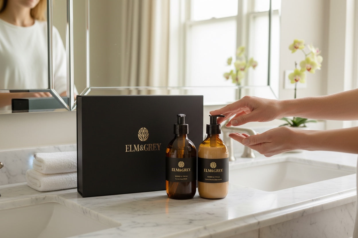 hand lotions in a luxurious bathroom