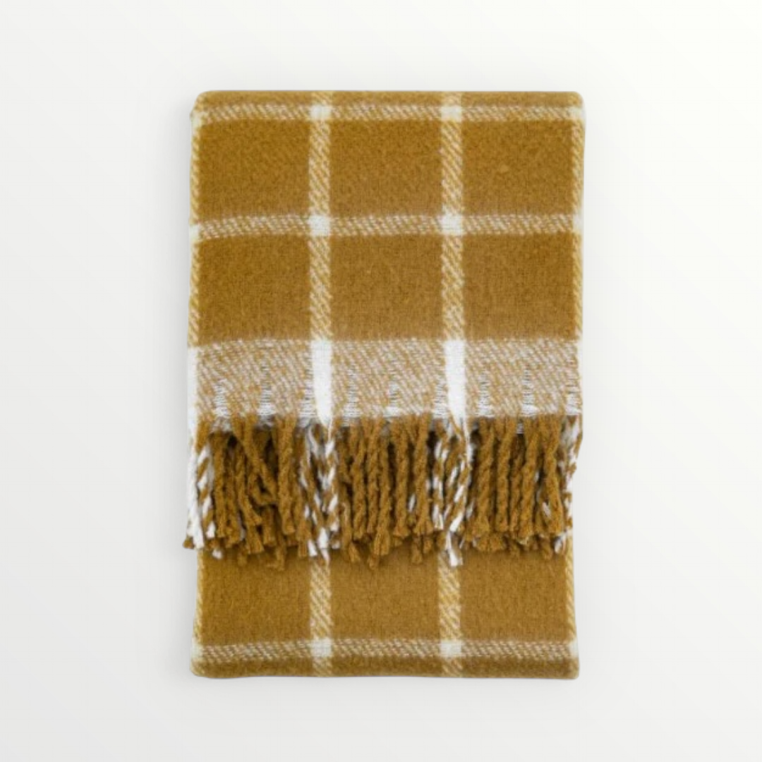 Highland Retreat Mohair Throw – Mustard Check