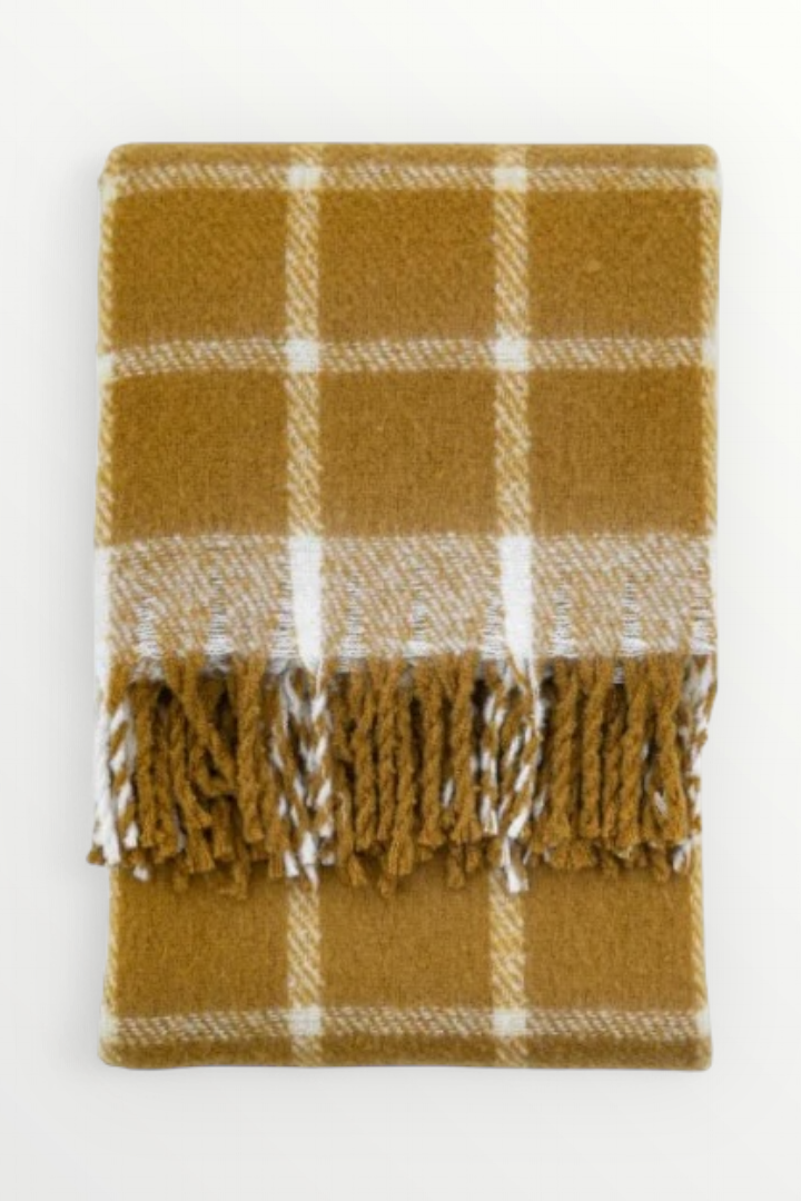 Highland Retreat Mohair Throw – Mustard Check