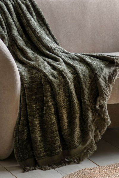 Haven Chenille Throw – Khaki