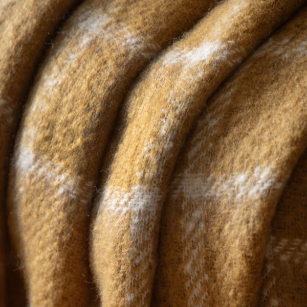 Highland Retreat Mohair Throw – Mustard Check
