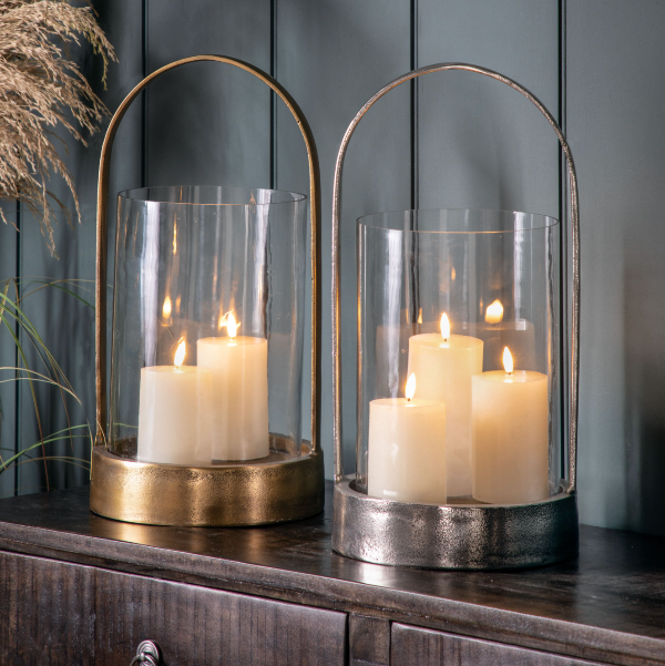 PairofLinneyLanterns on A sideboard