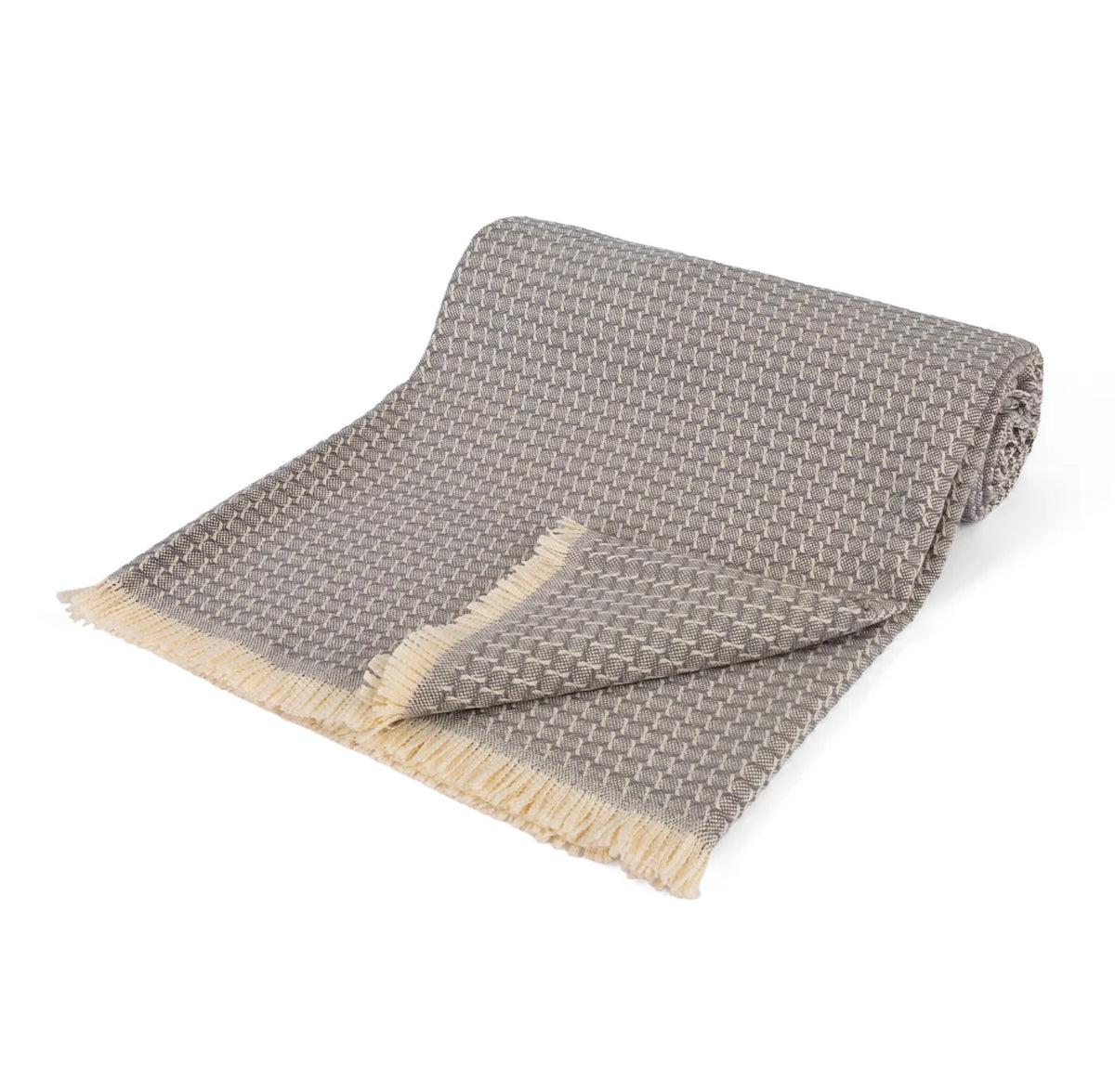 Quartz Geometric Woven Throw – Blue Grey