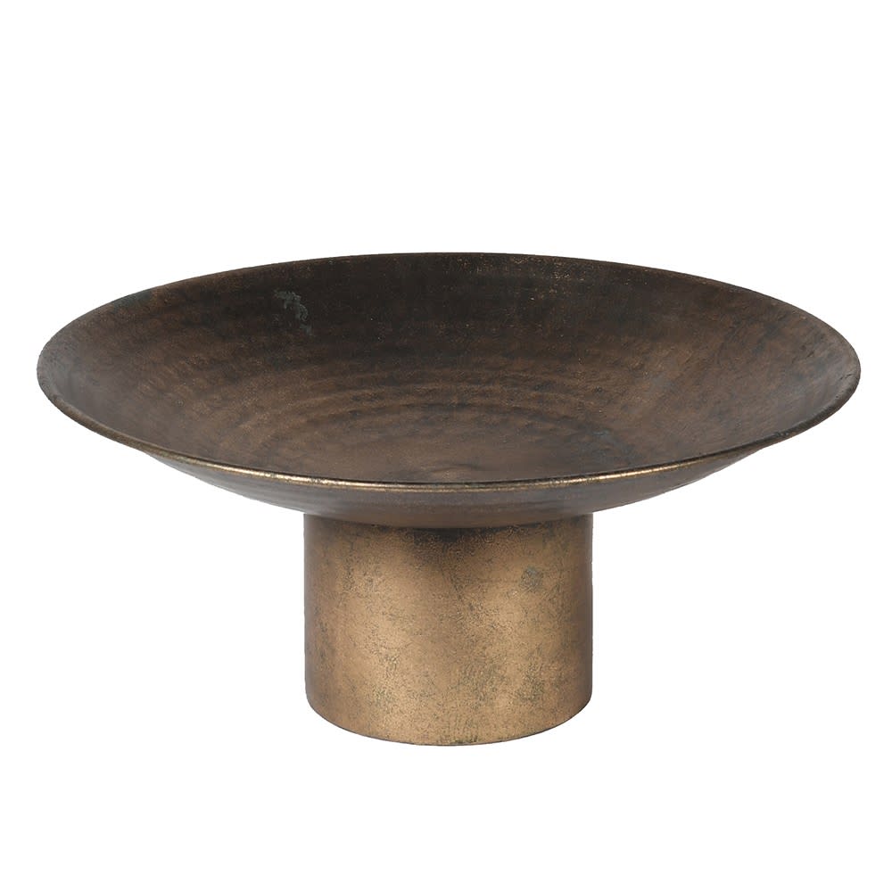 Round metallic bowl in antique gold. Elm & Grey