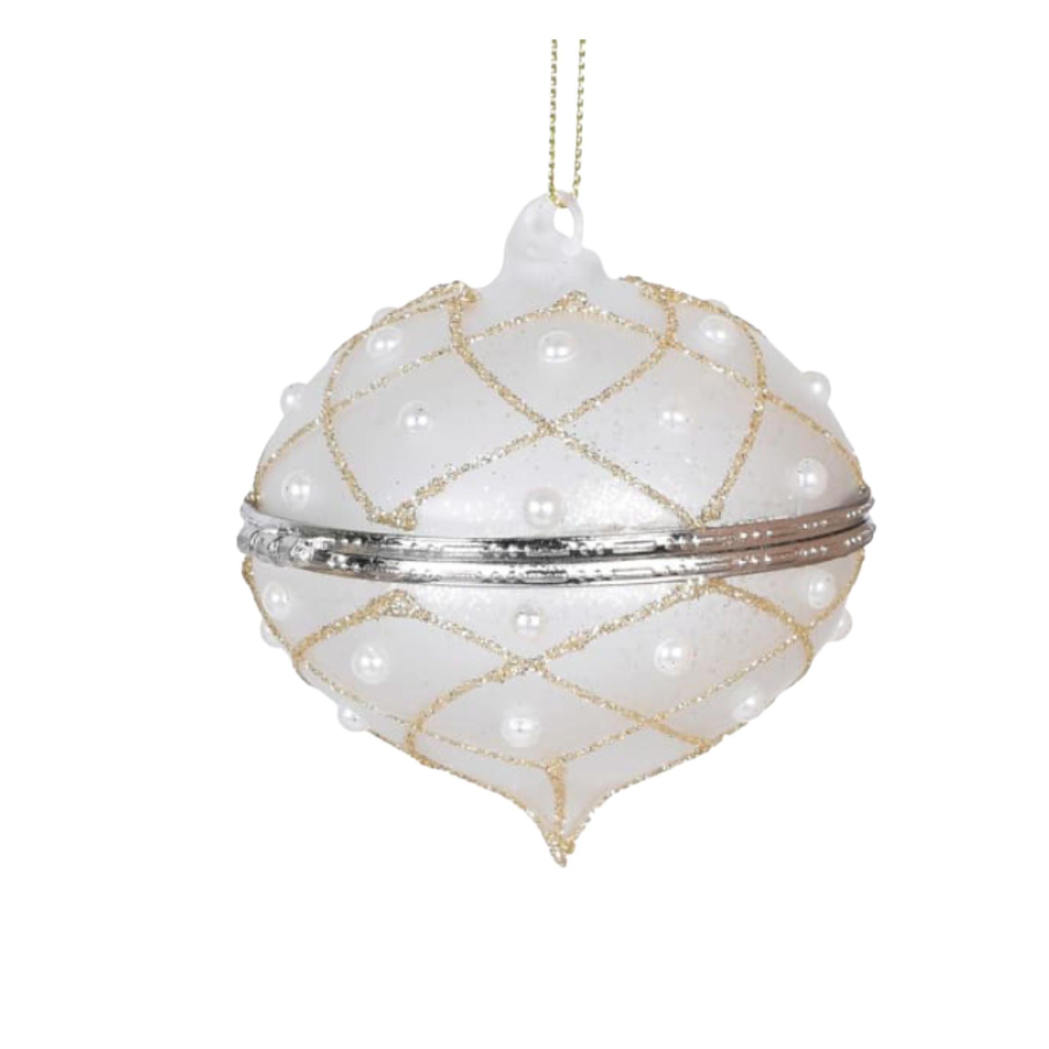 A pearlescent frosted bauble that opens to hold tiny treasures