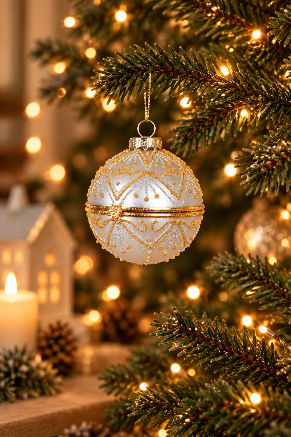 Openable Gold & Silver Keepsake Glass Bauble