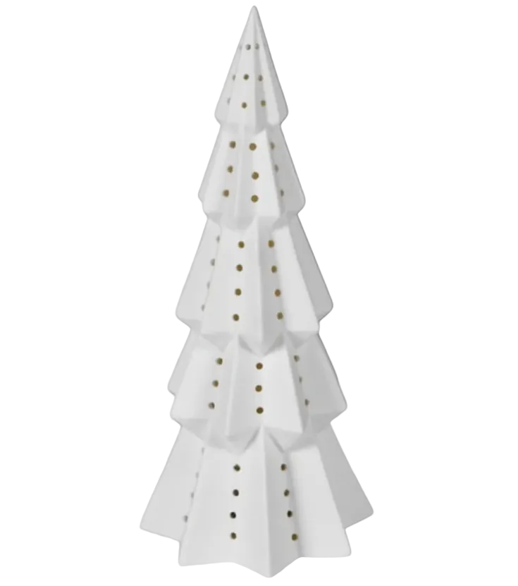 White Christmas tree-shaped lamp on a white background