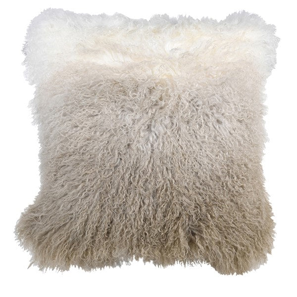 Fluffy beige pillow on a white background