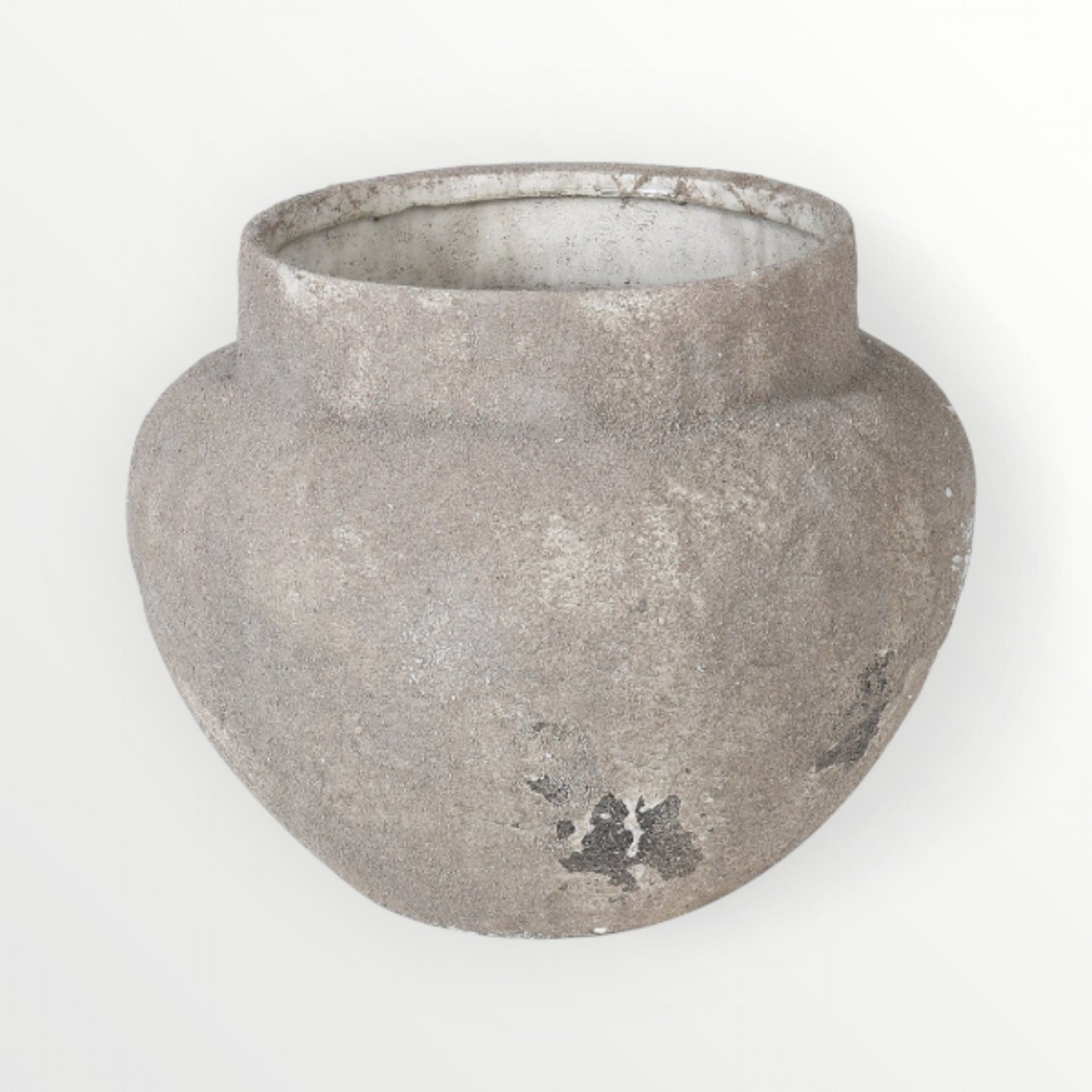 Gray stone pot on a white background