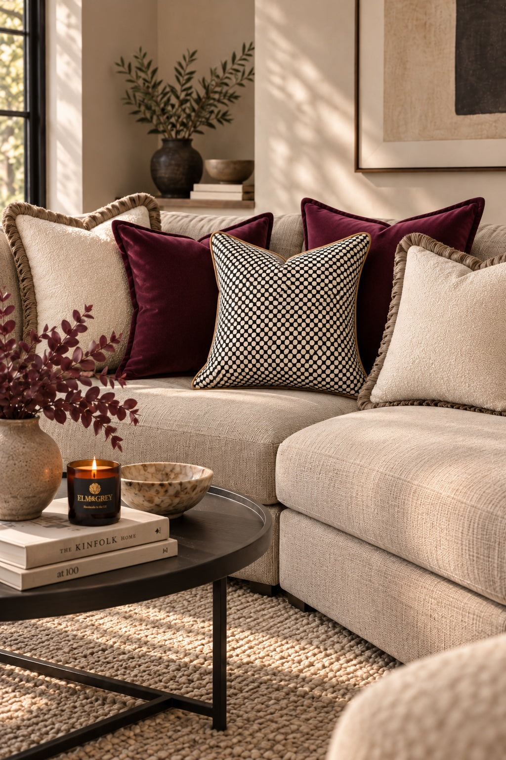 Plum Corner Sofa Cushion Edit