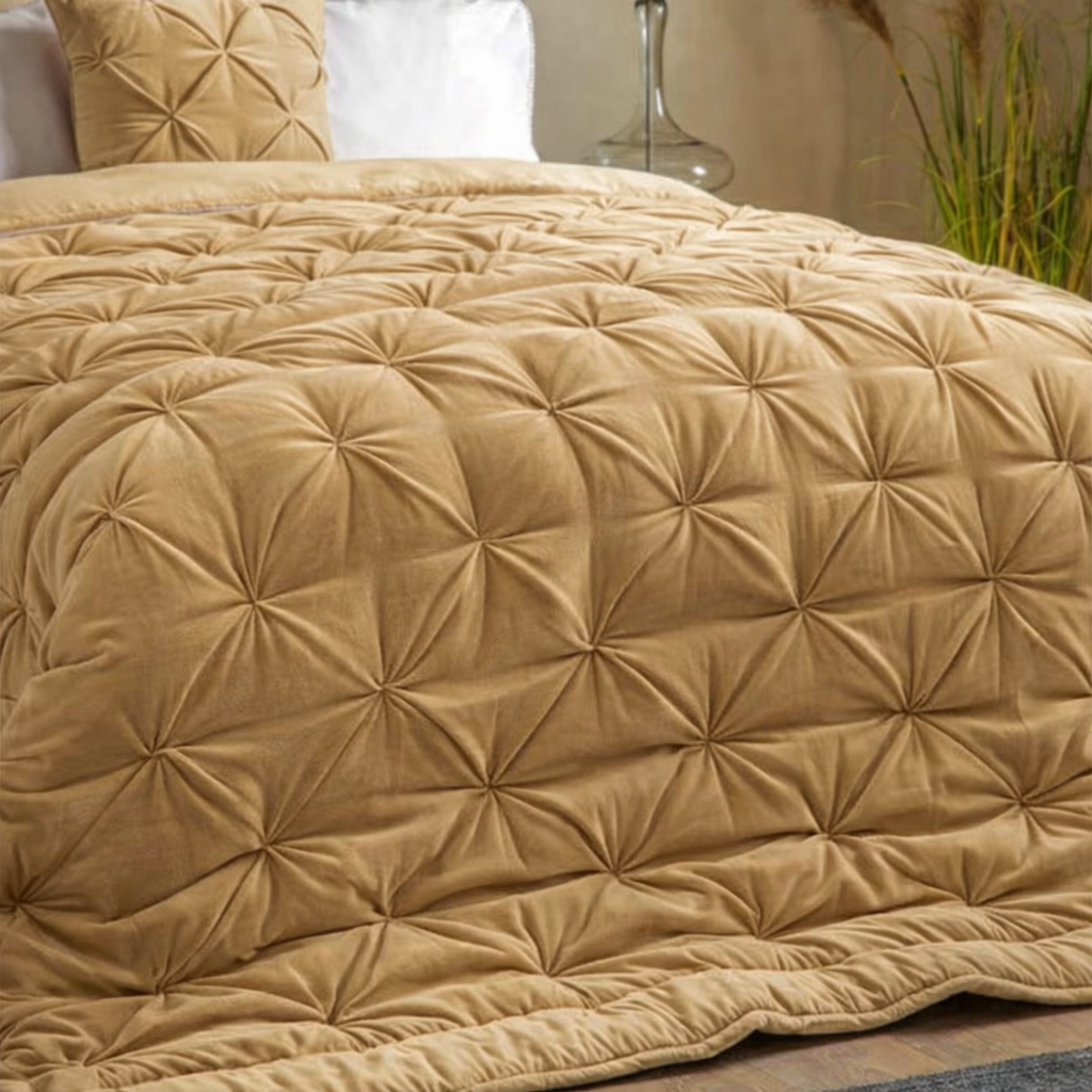 Opulent Velvet Bedspread - Sand