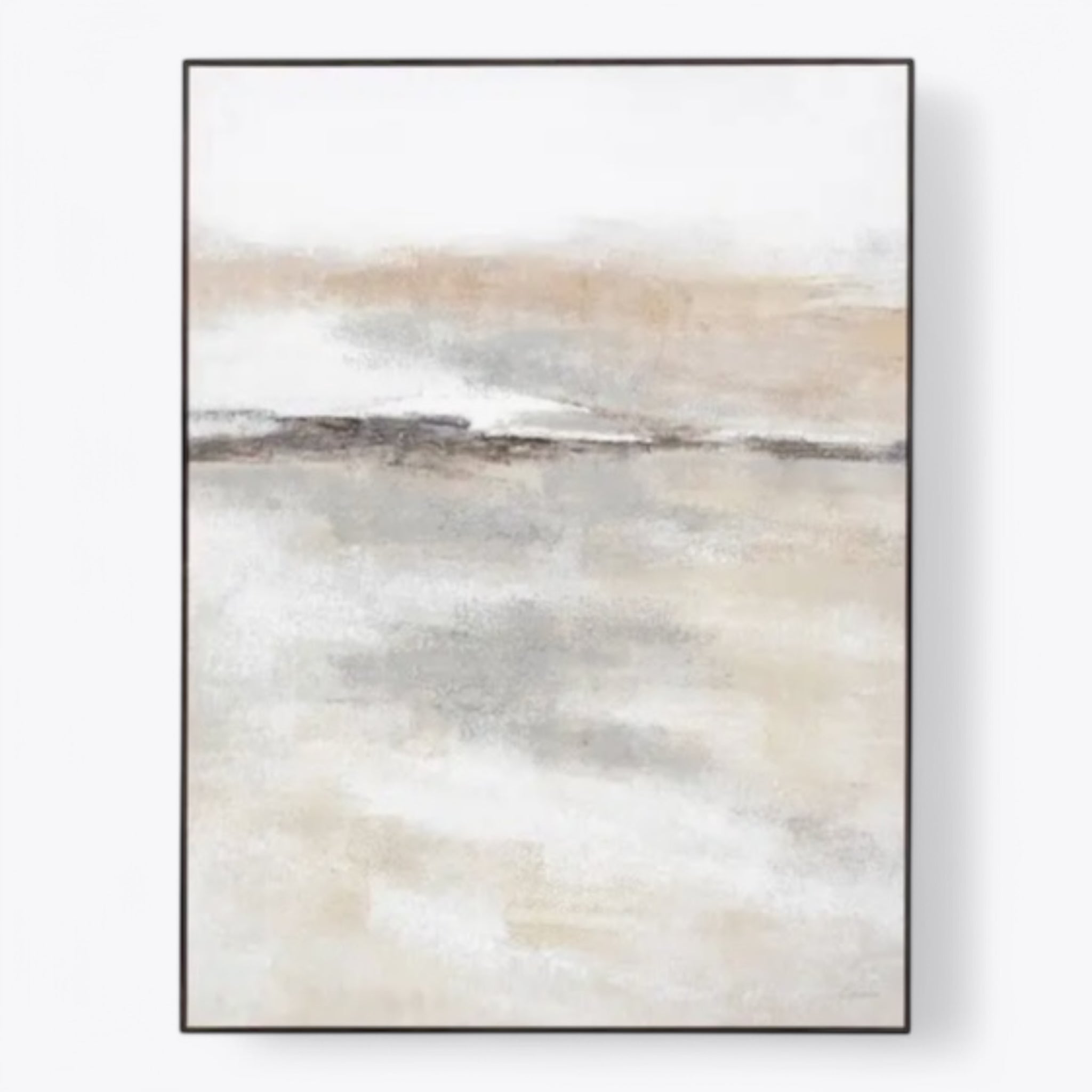 Abstract art print with soft beige and grey tones on a white background by Elm & Grey