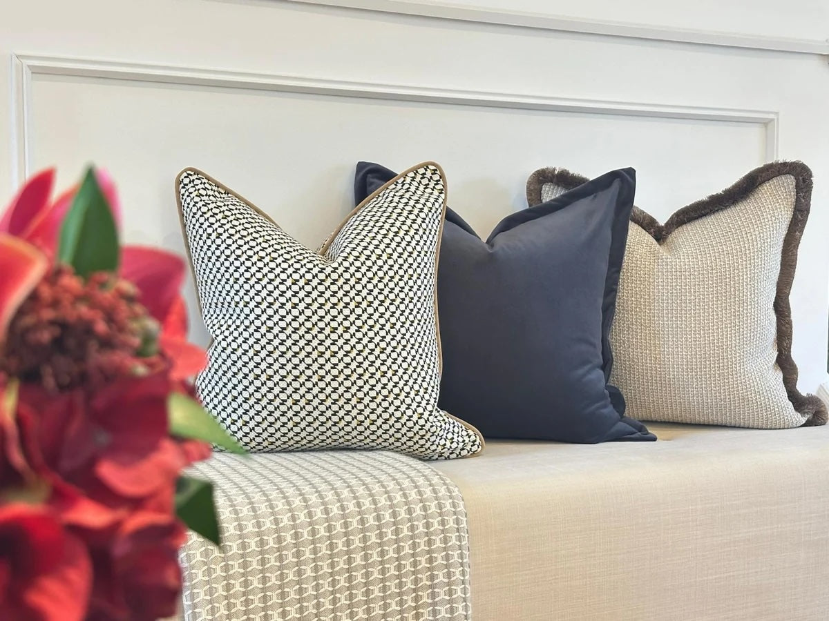 Petrol, Onyx & Sesame Curated Cushion Trio