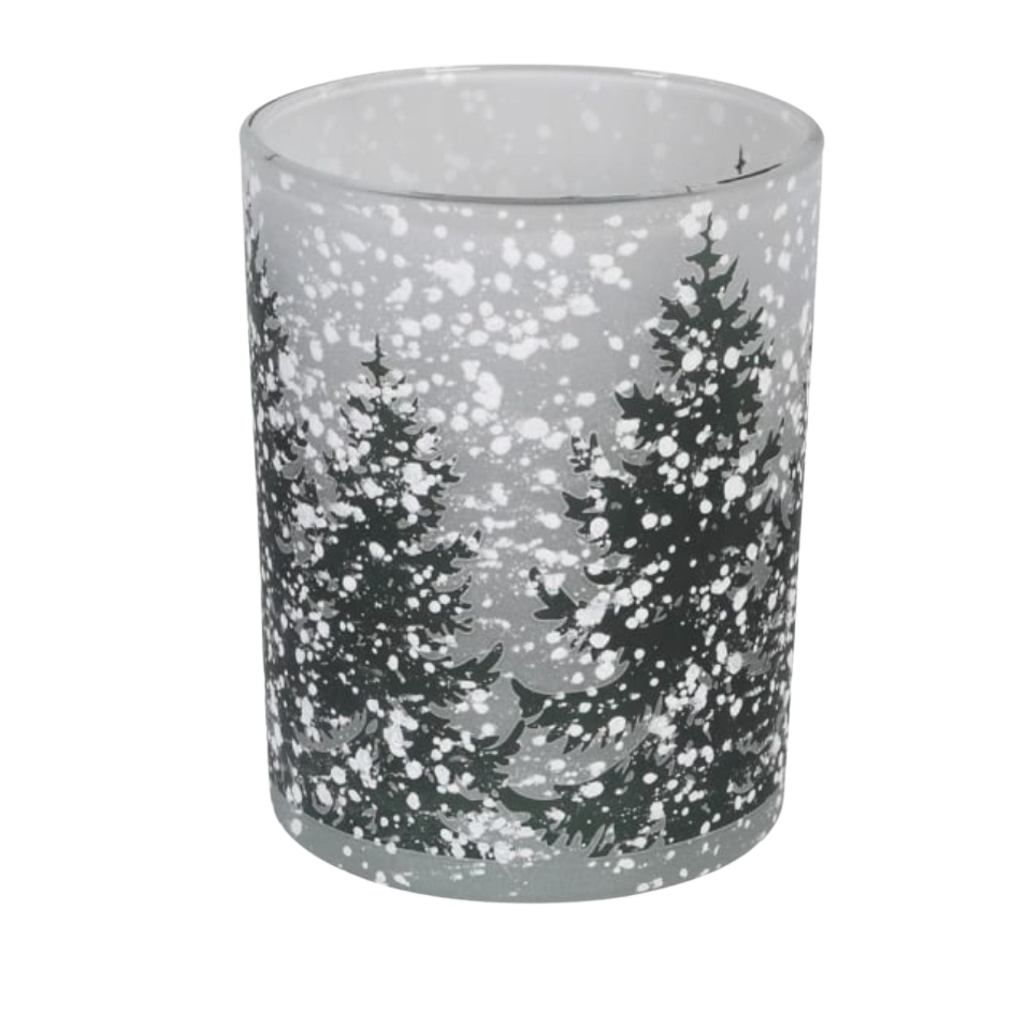 A compact snowy tree candle holder