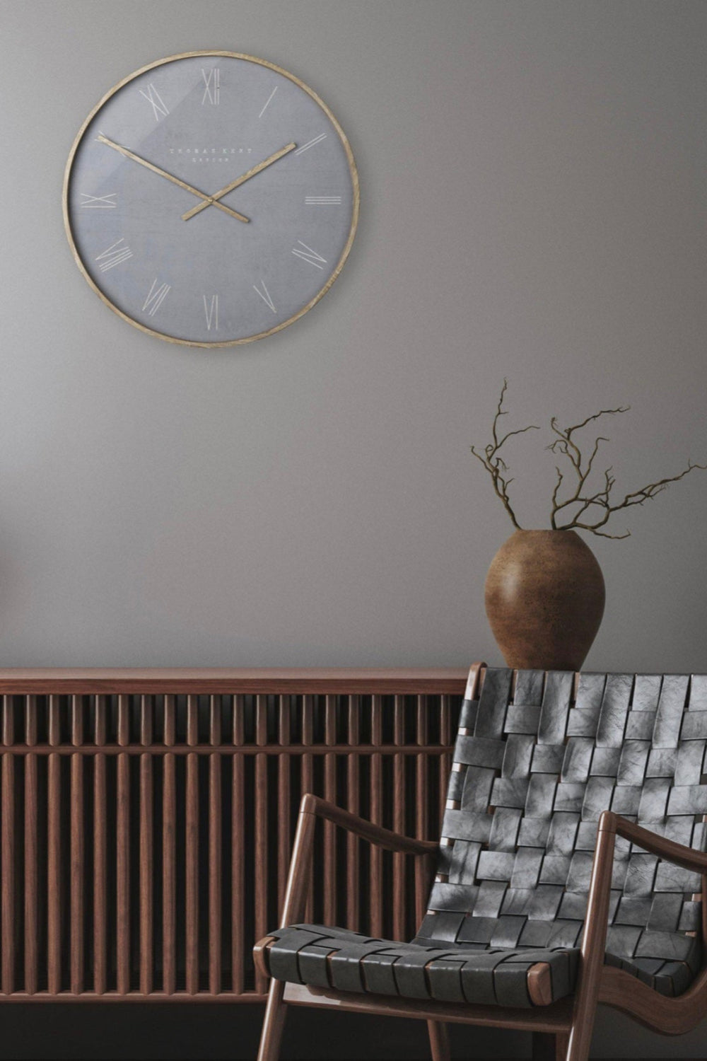 cement clock on a wall