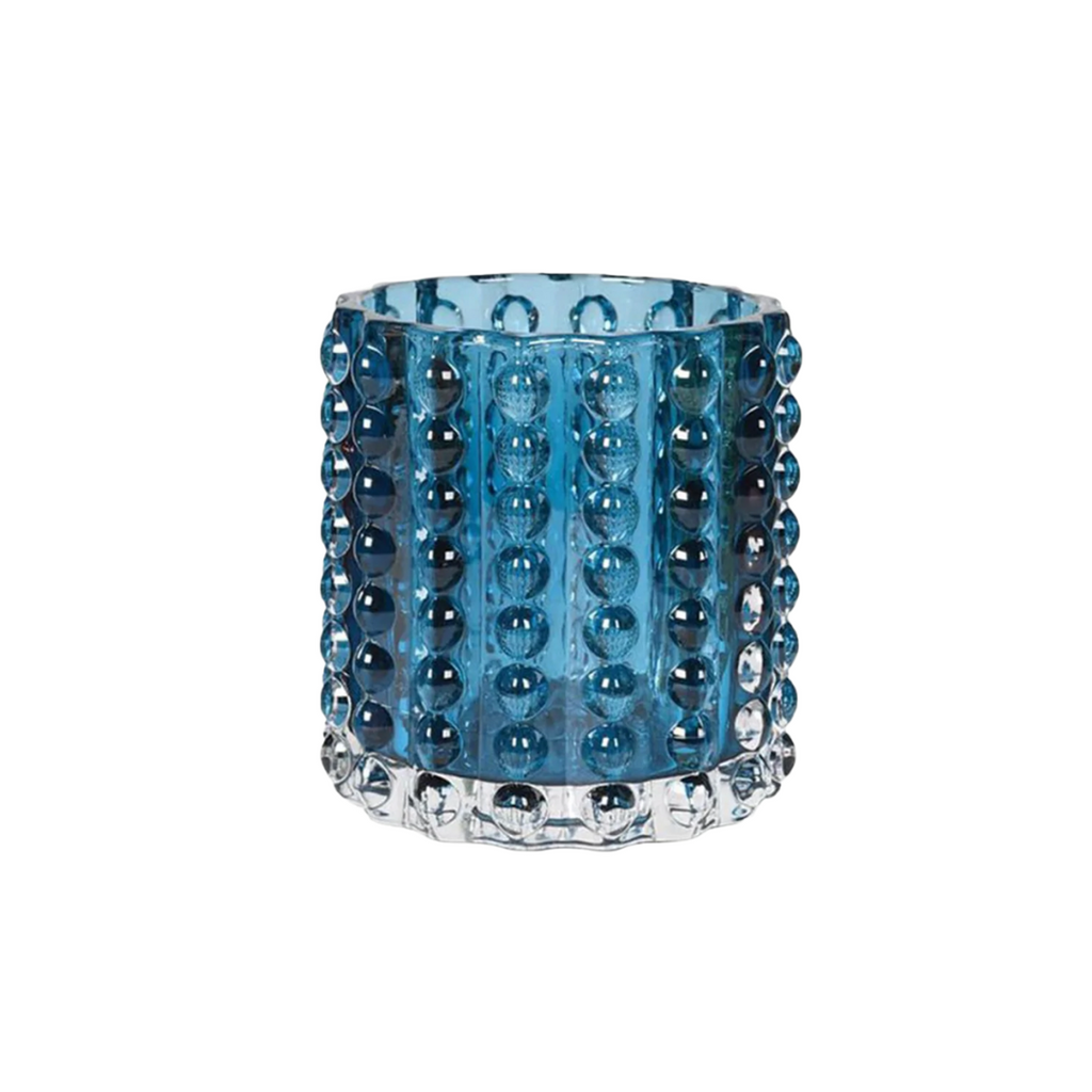 dotted blue pot candle holder jar vessel