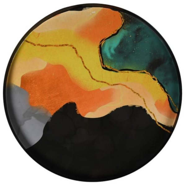 Abstract tray Elm and grey colourful 