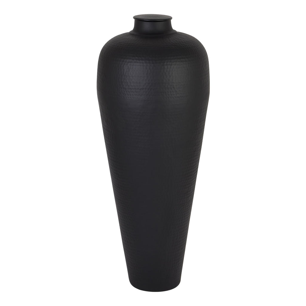 Matt Black Medium Hammered Vase With Lid