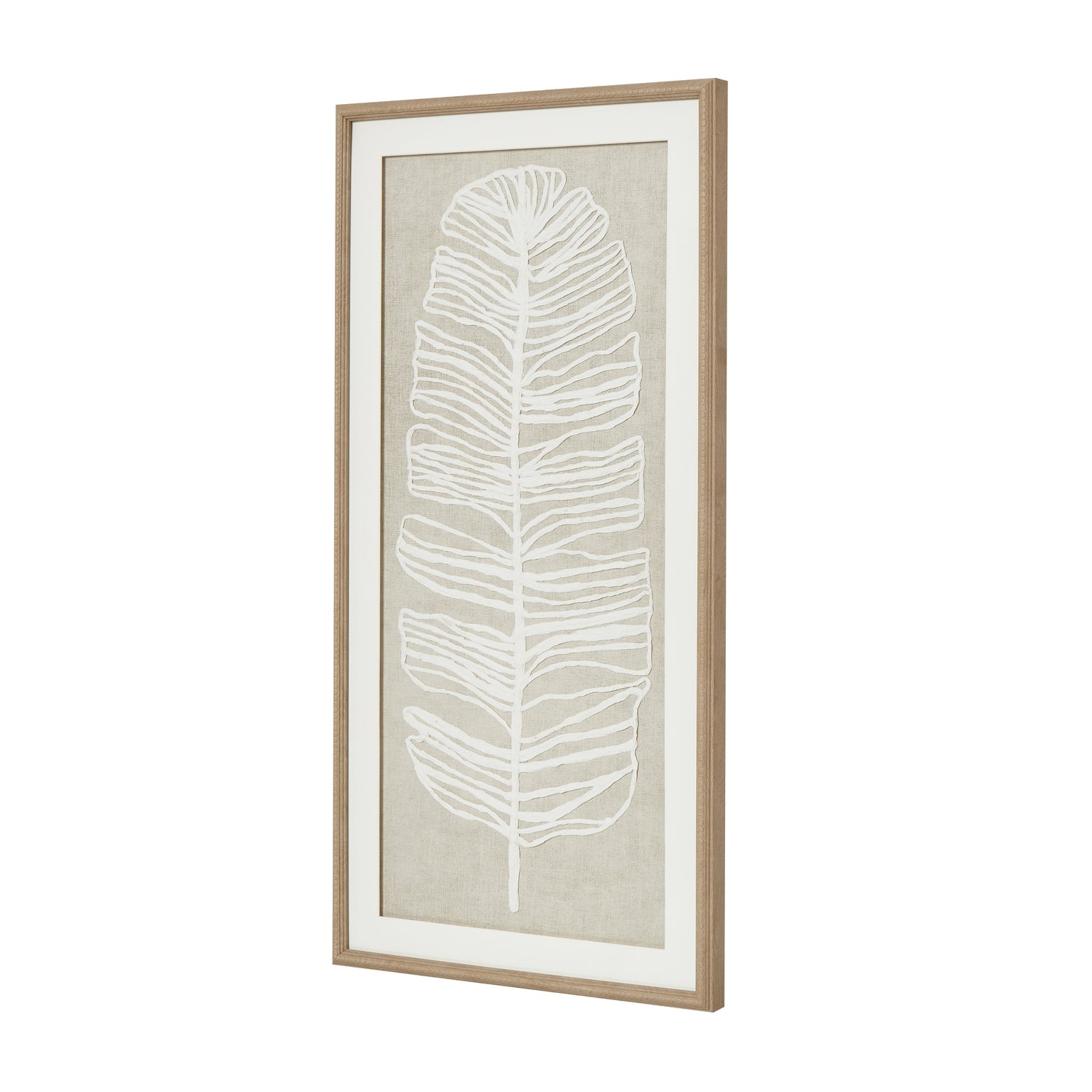 White Leaf Textured Wall Art In Beaded Frame