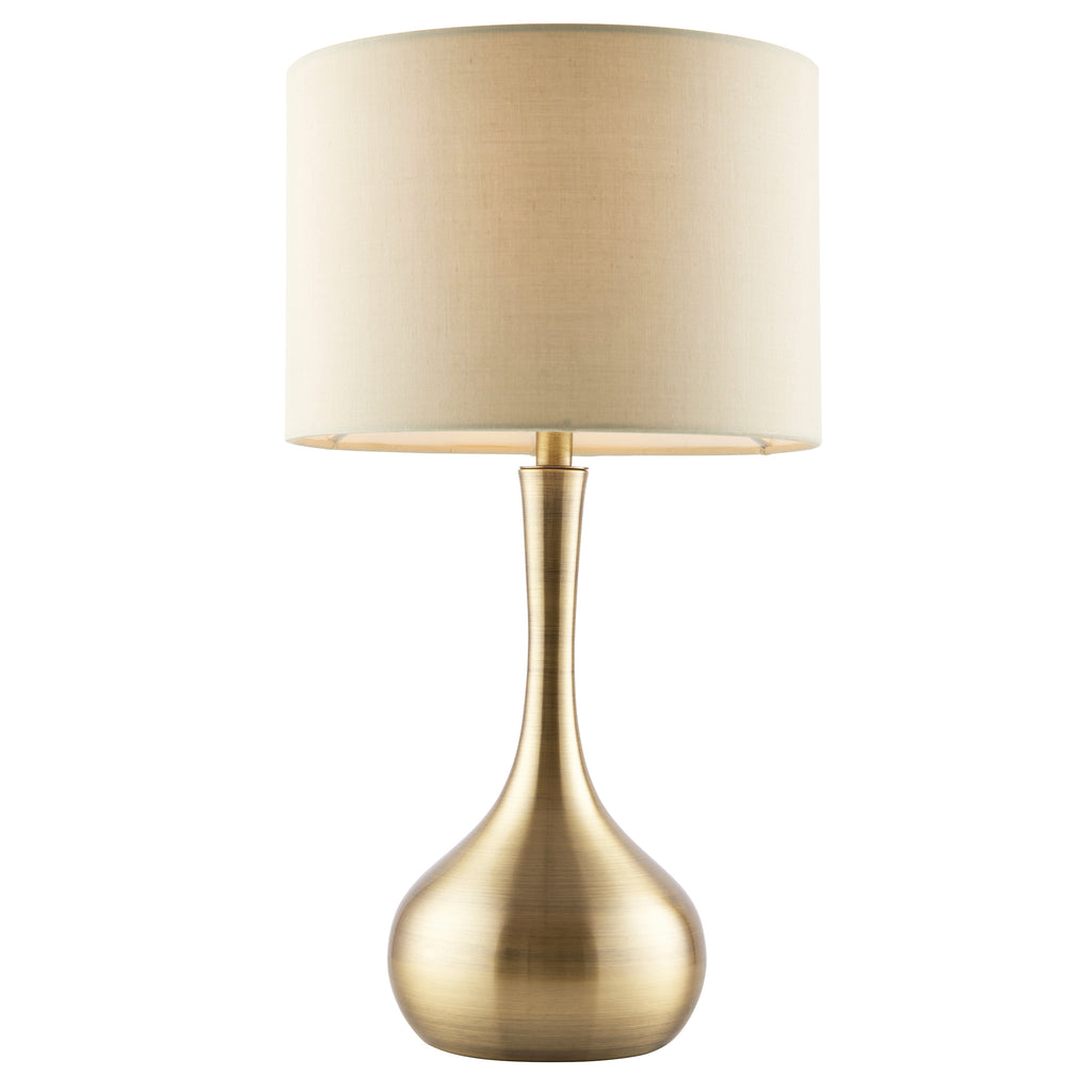 Soft Brass Table Lamp with Taupe Fabric Shade