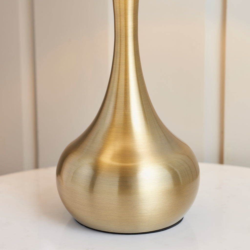 Soft Brass Table Lamp with Taupe Fabric Shade