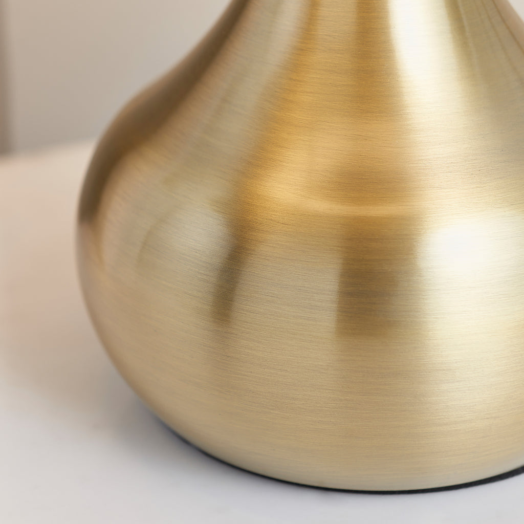 Soft Brass Table Lamp with Taupe Fabric Shade