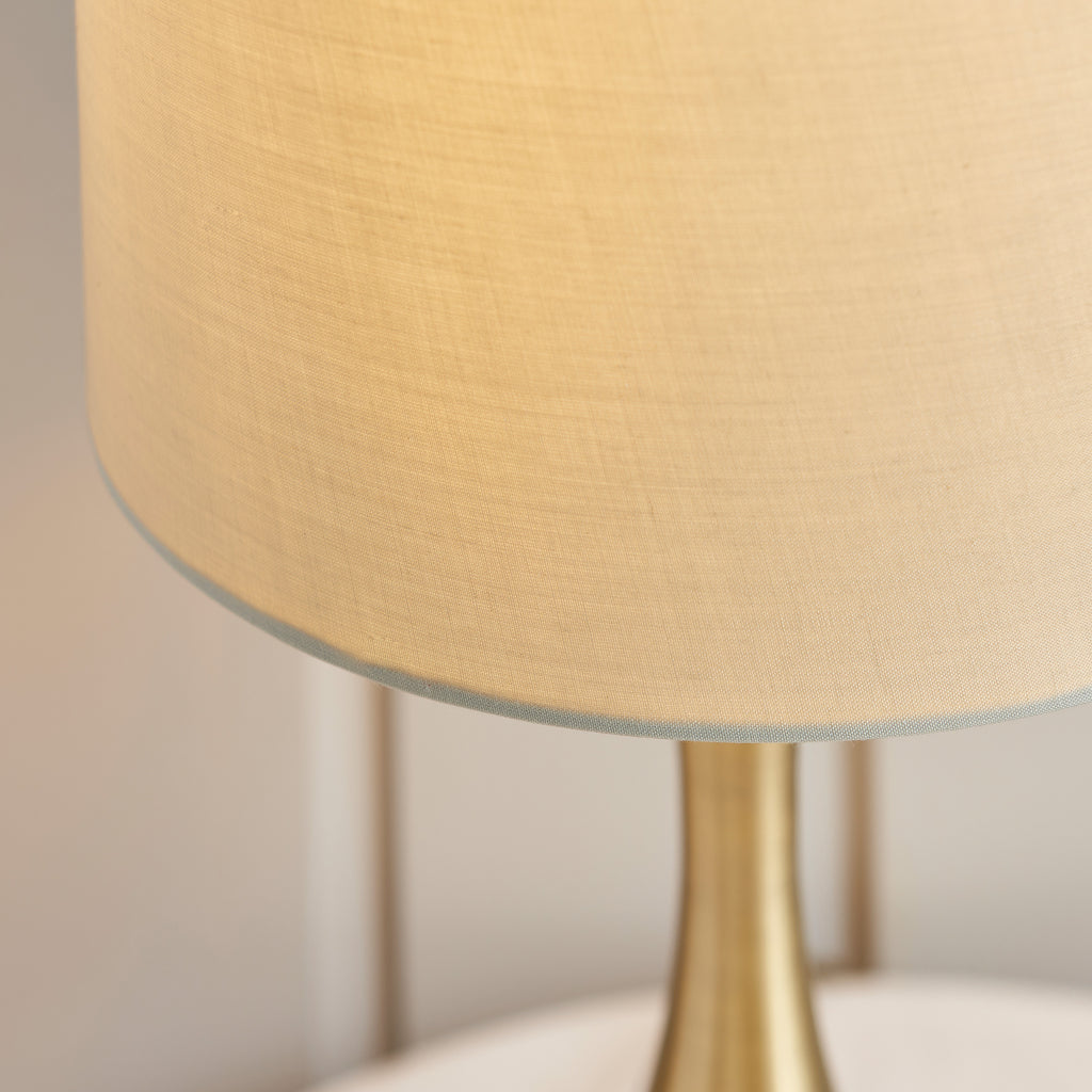 Soft Brass Table Lamp with Taupe Fabric Shade