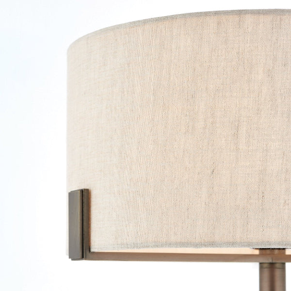 5016087910281_3 Brushed_Bronze_Table_Lamp_with_Natural_Linen_Shade Close Up