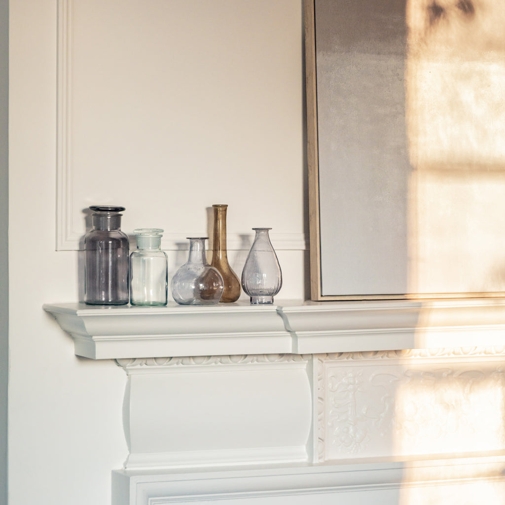 Trio of Coloured Glass Bottles in Smoky Grey