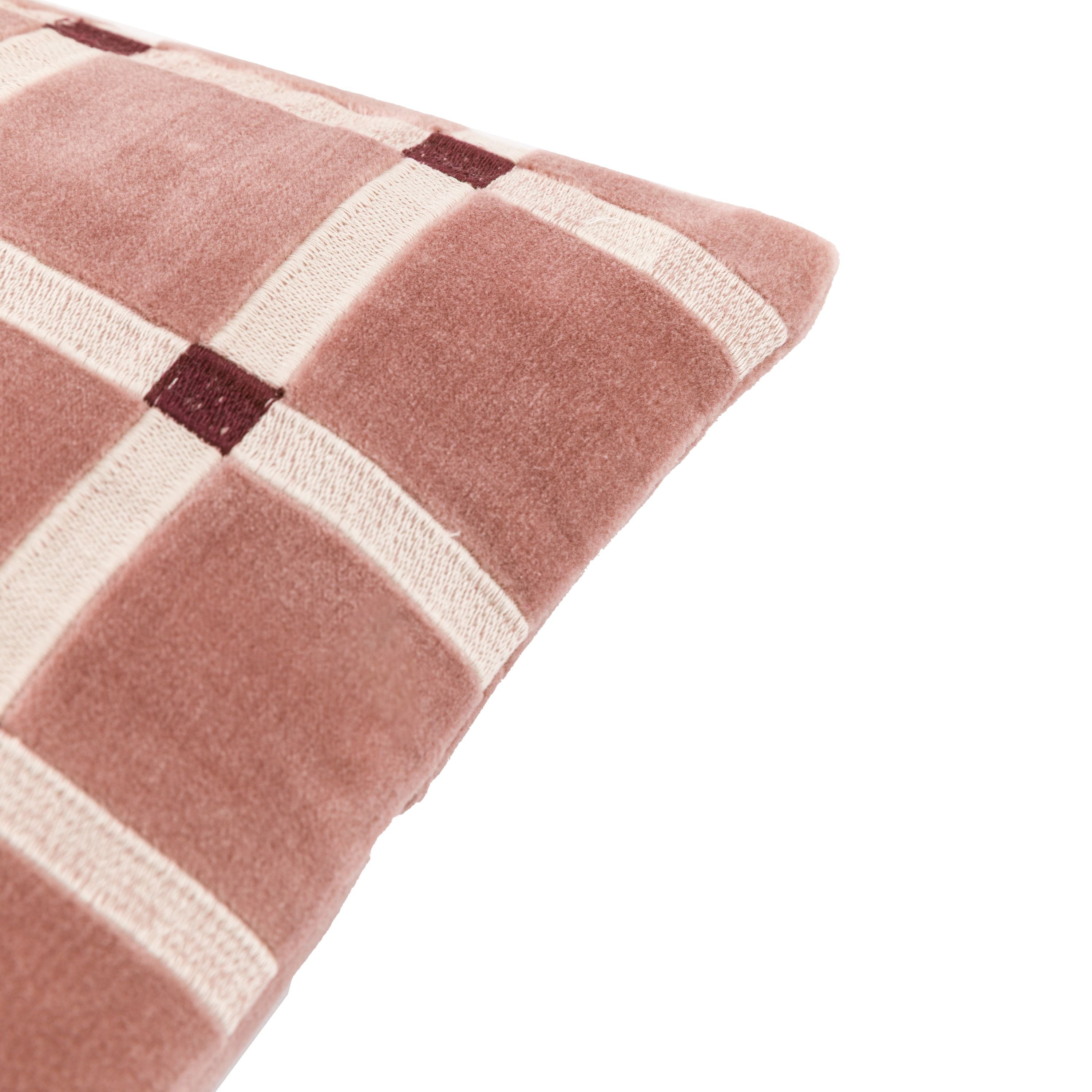 Maison Grid Mauve Velvet Feather Cushion (50 × 30cm)