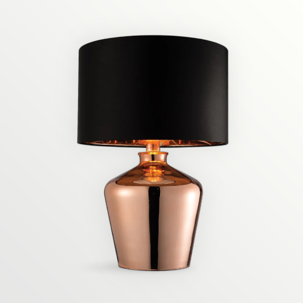 Astoria Waldorf Copper Based Lamp with_Black_Shade