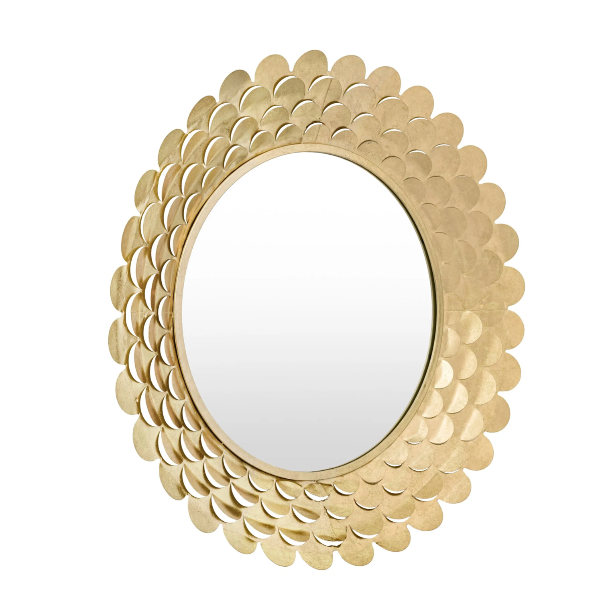 Gold Mirror Scalloped White Background