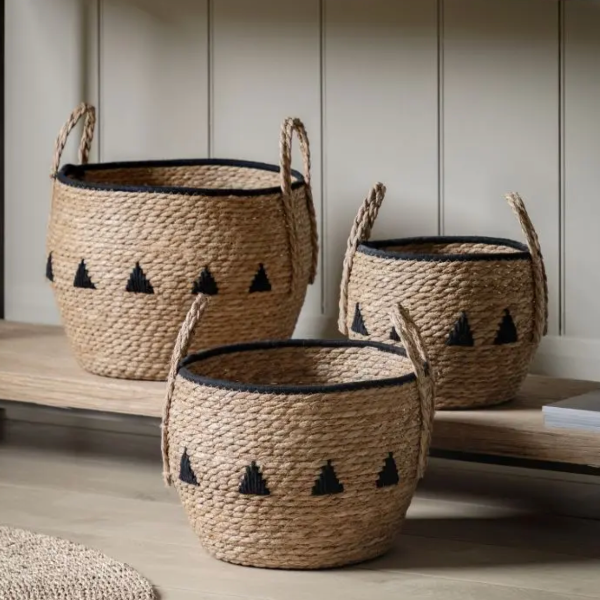 Black Woven Basket Trio