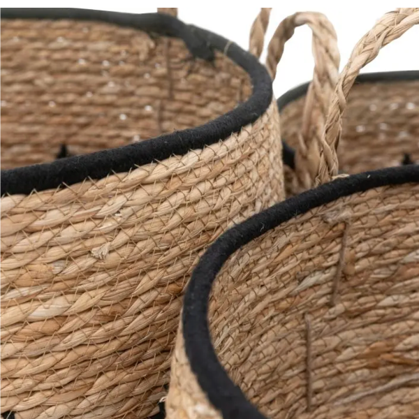 Black Woven Basket Trio Close Up