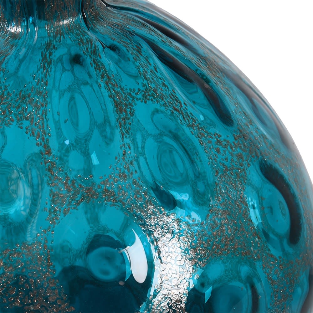 Hand Blown Blue Bubble Vase Close Up