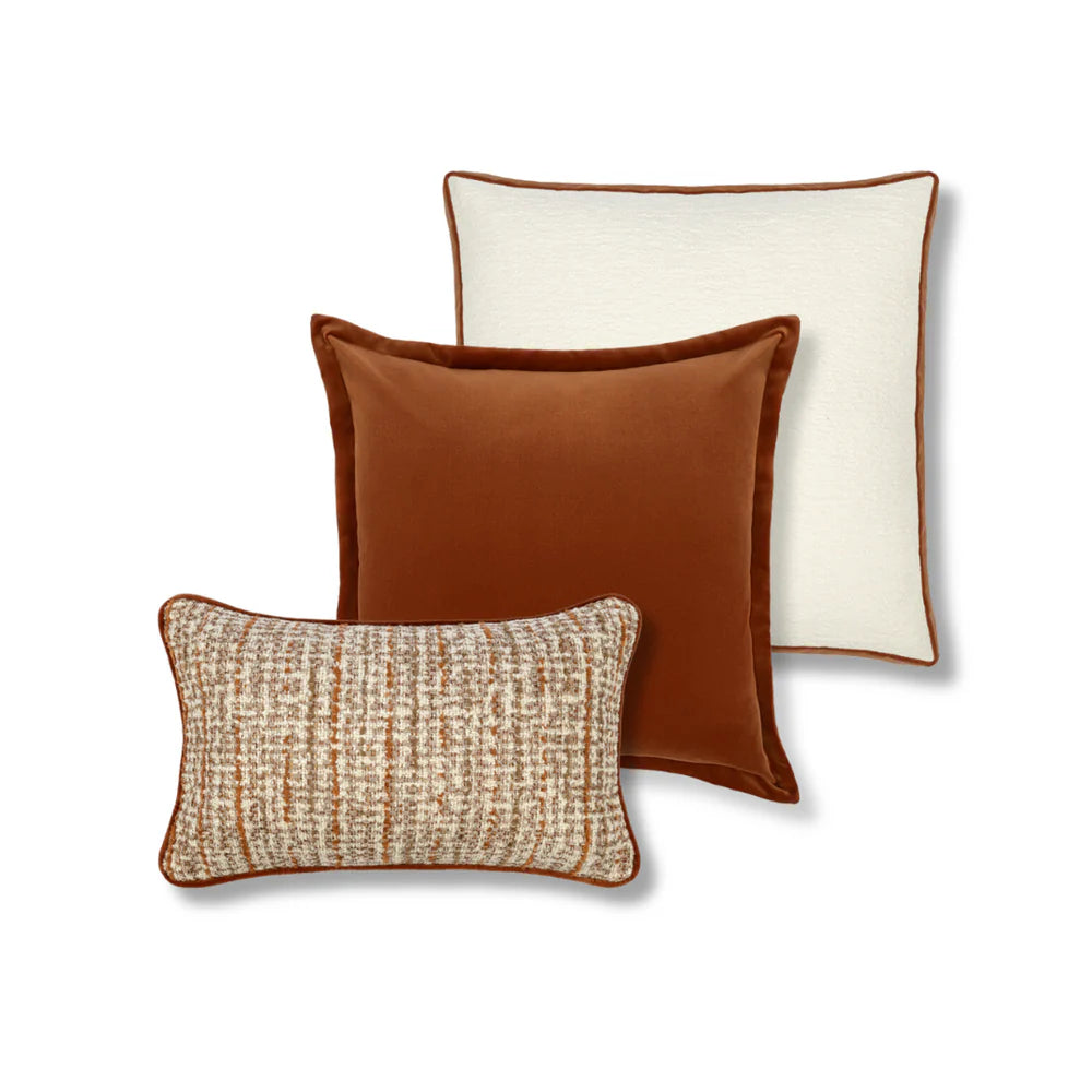 Bouclé, Carnelian & Citrine Lumbar Cushion Trio