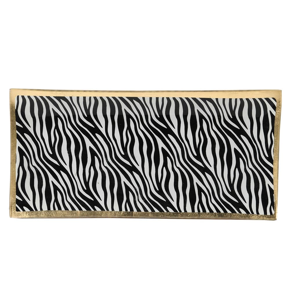 Zebra Trinket Glass Tray