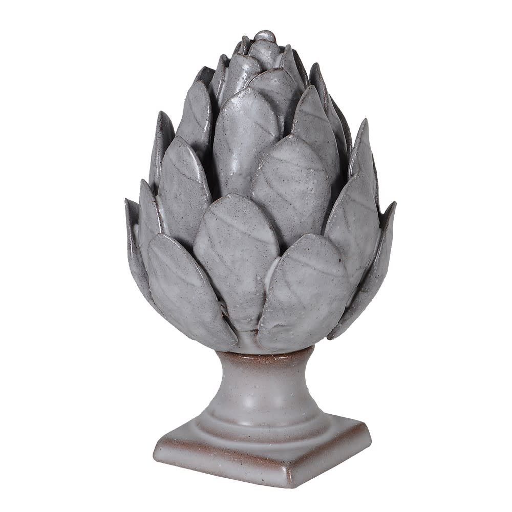 Grey Ceramic Artichoke on plinth. Elm & Grey