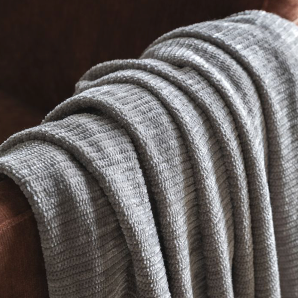 Haven Chenille Grey - Luxuriously Soft Knitted Throw