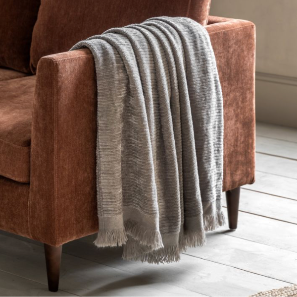 Haven Chenille Grey - Luxuriously Soft Knitted Throw