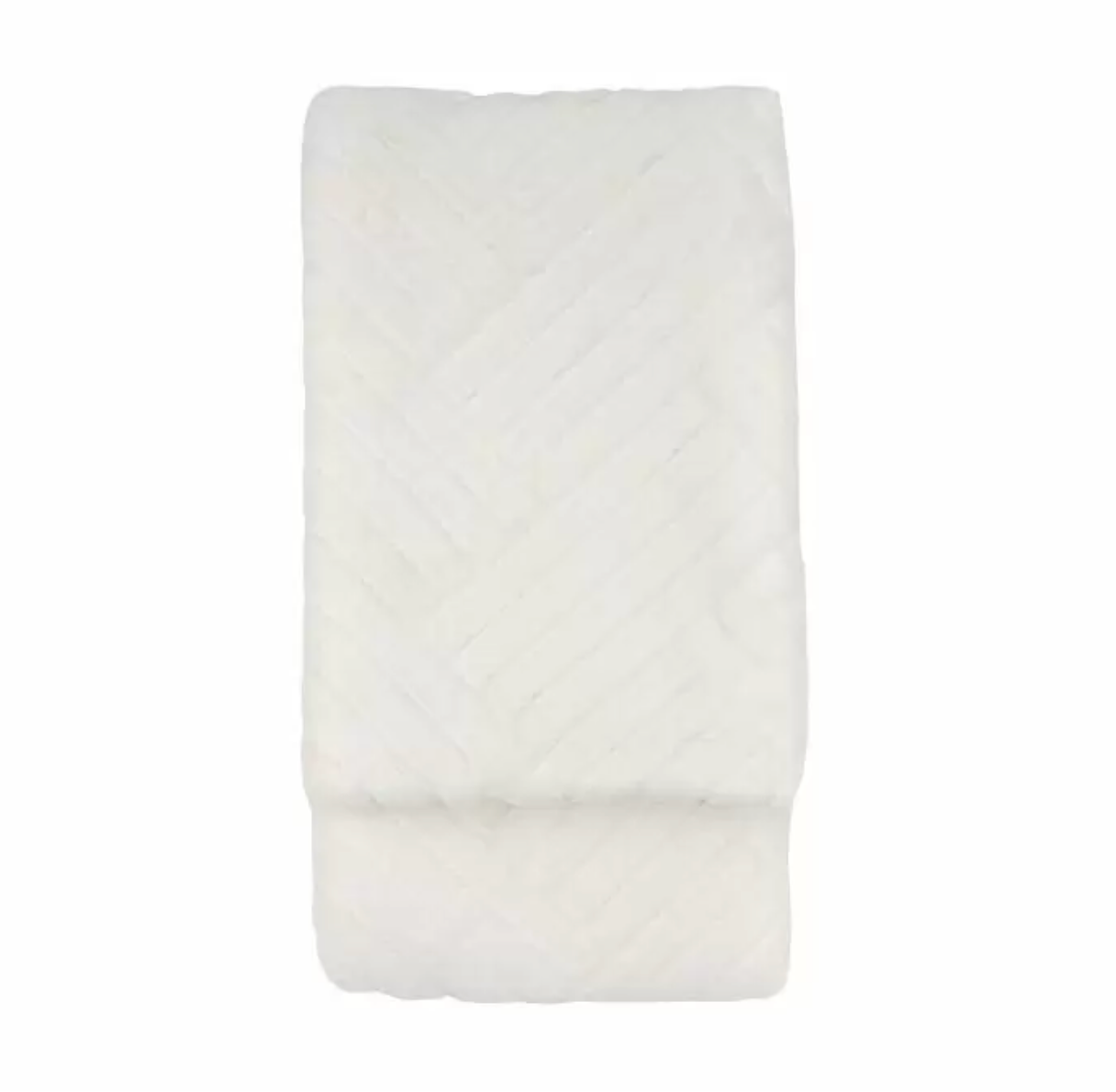 Sumptuously Soft Faux Fur Blanket Throw - Cream Block Chevron Pattern
