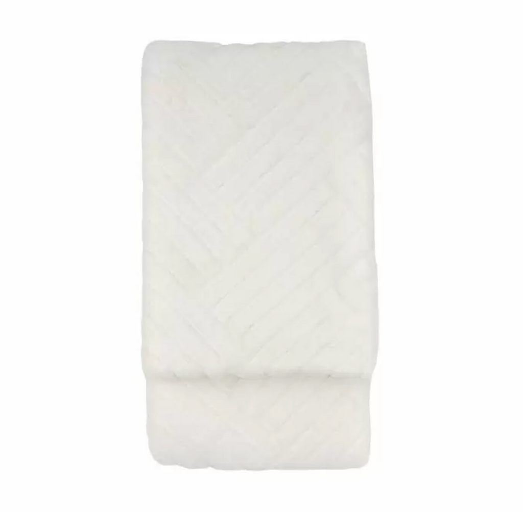 Sumptuously Soft Faux Fur Throw - Cream Block Chevron Pattern
