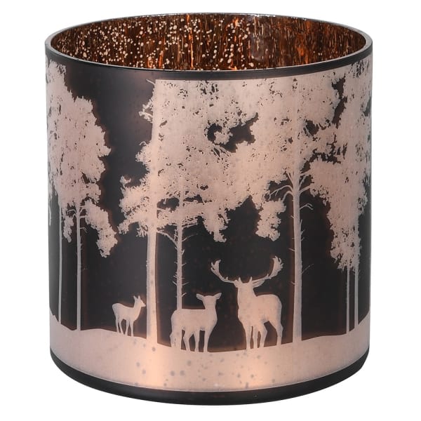Copper Large Forest and Deer candle holder lantern Christmas