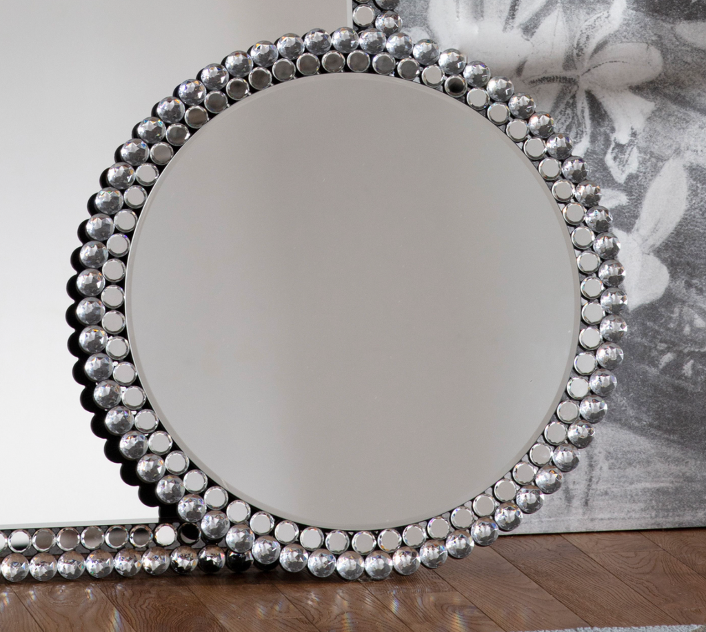 Crystal Framed Round Wall Mirror 60cm