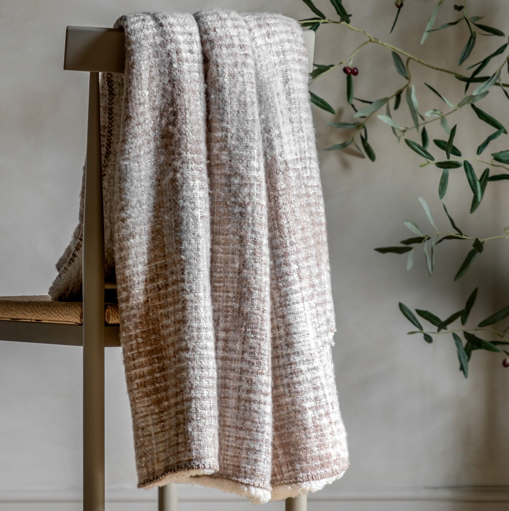 Faux Mohair Sherpa Throw – Natural